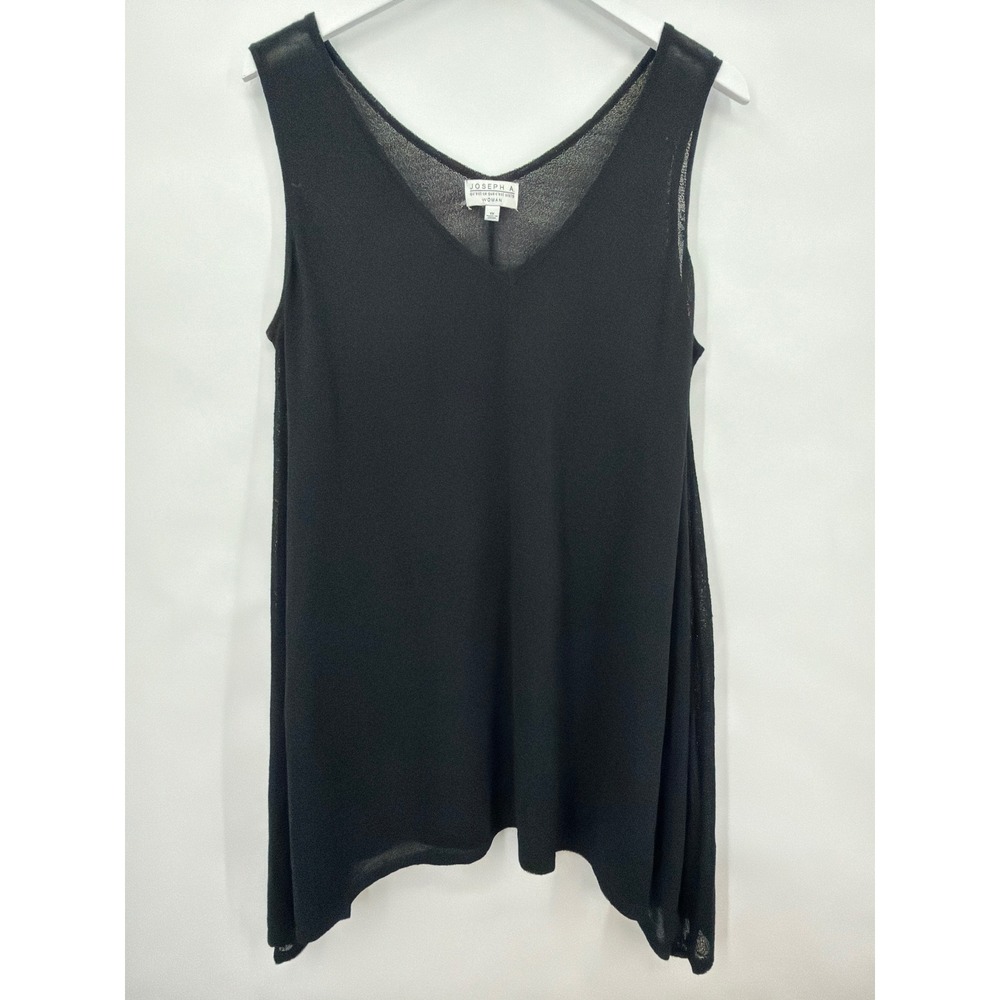 Joseph A Woman Black V-Neck Knit‎ Tank Top Sharkbite Hem 1X